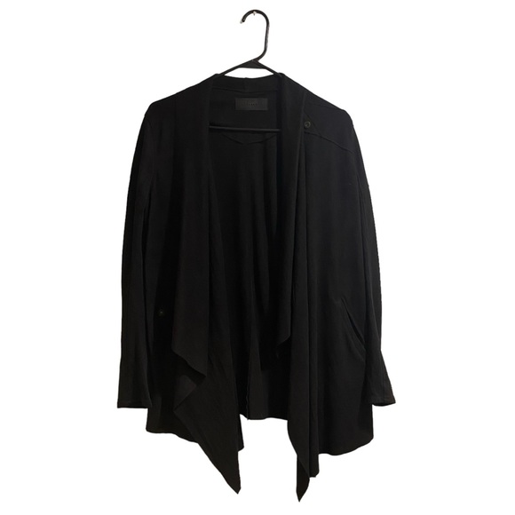 BLANKNYC‎ Cardigan Jacket Black Faux Suede Leather Drape Moto Rocker Women’s S - Picture 4 of 7